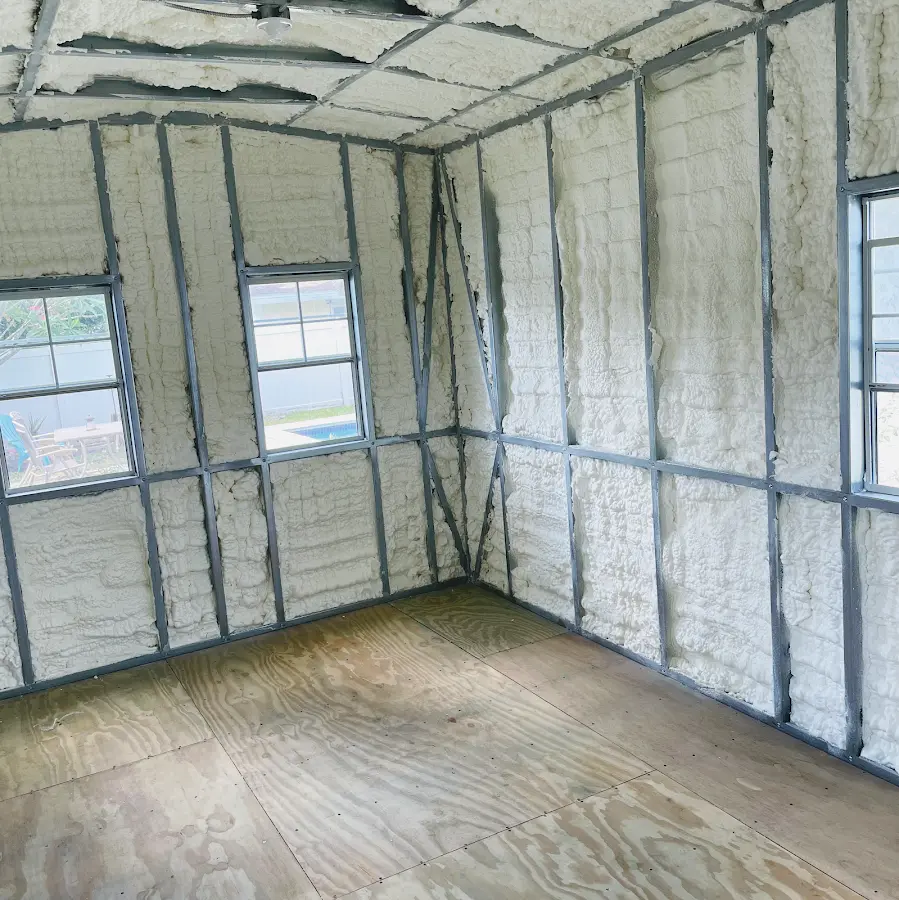Closed-cell spray foam insulation applied to wall cavities in a residential project in New Port Richey East